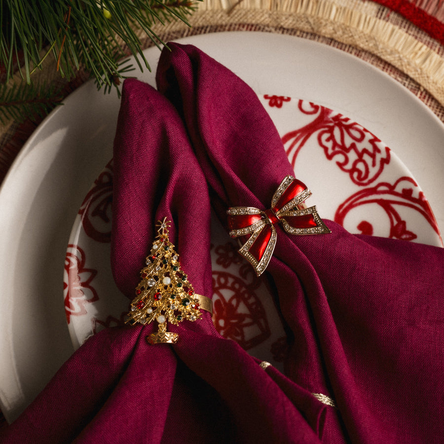 Jolly Christmas tree skinny napkin rings, set of four