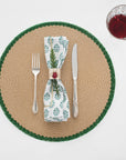 Scalloped edge hand beaded placemat, green