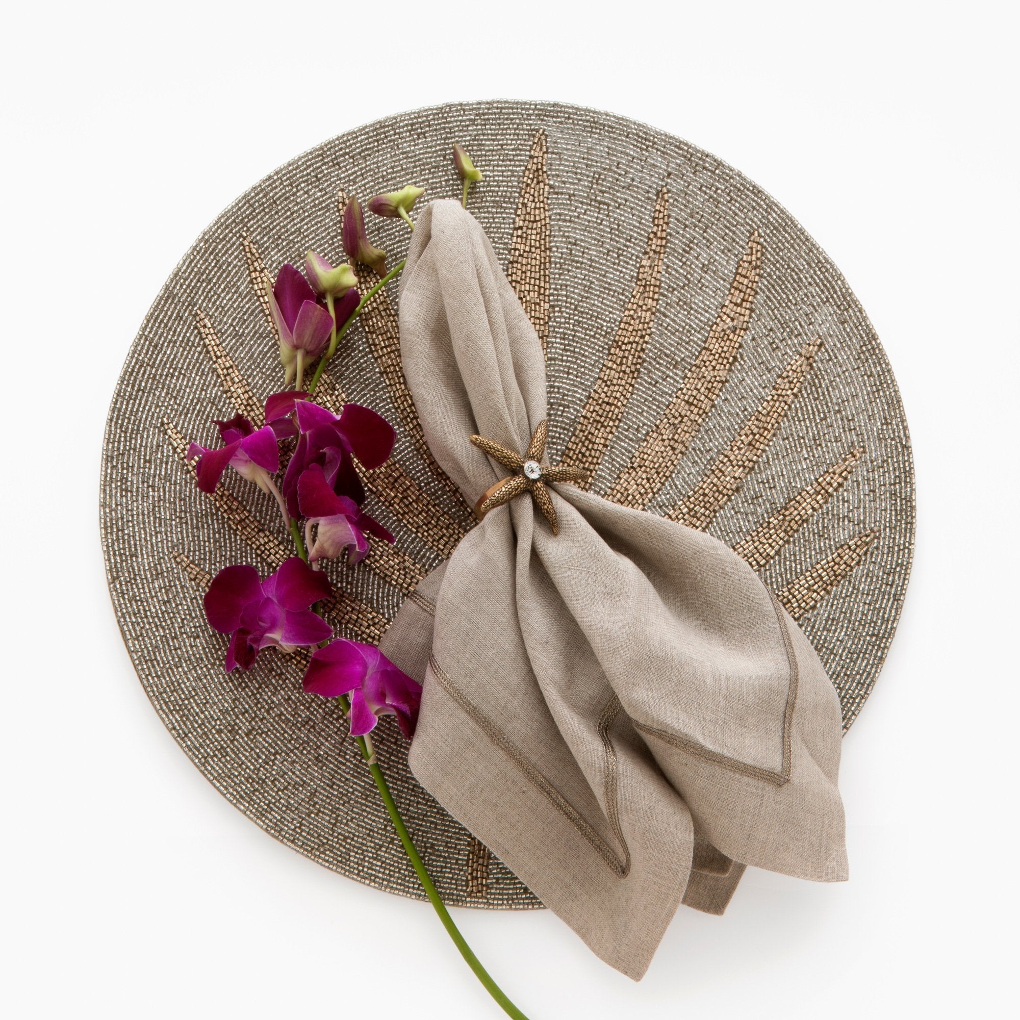 Starfish skinny napkin rings, bronze, set of four