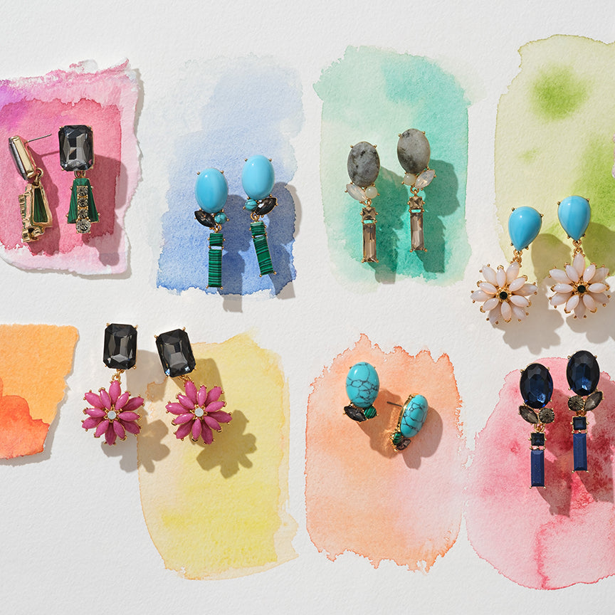 Rosebud earrings, labradorite