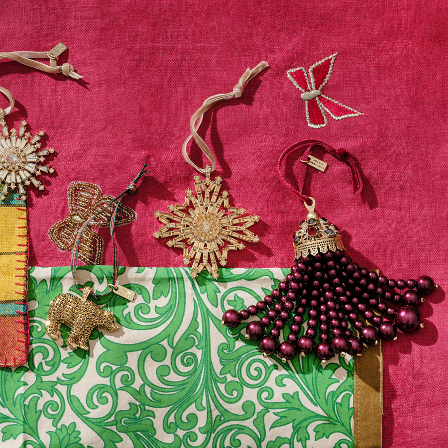 Baguette snowflake hanging ornament, gold