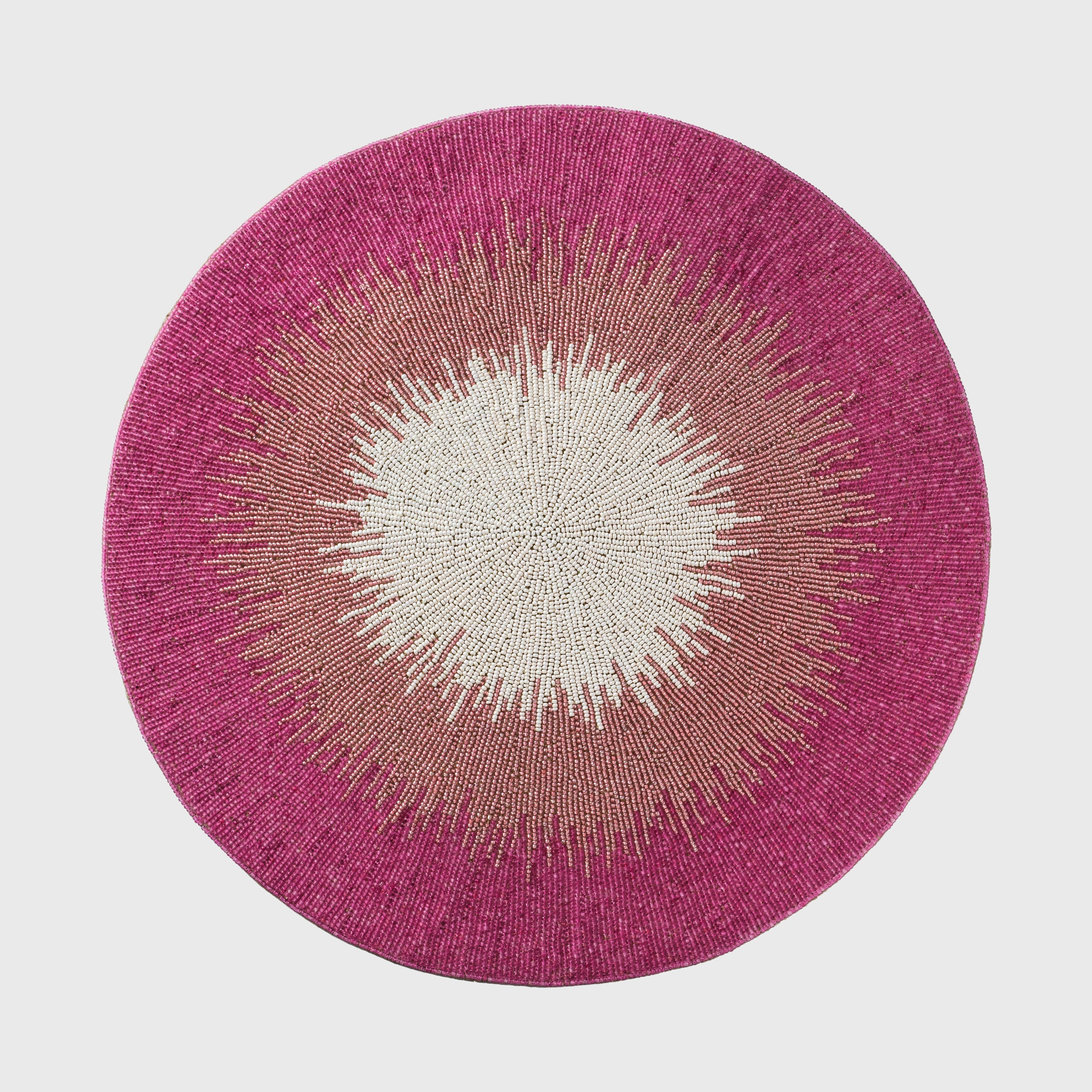 Ombre hand beaded placemat, pink