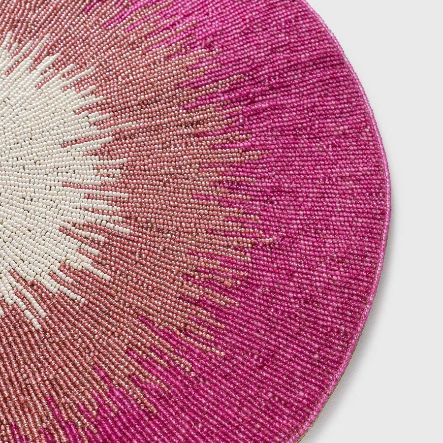 Ombre hand beaded placemat, pink
