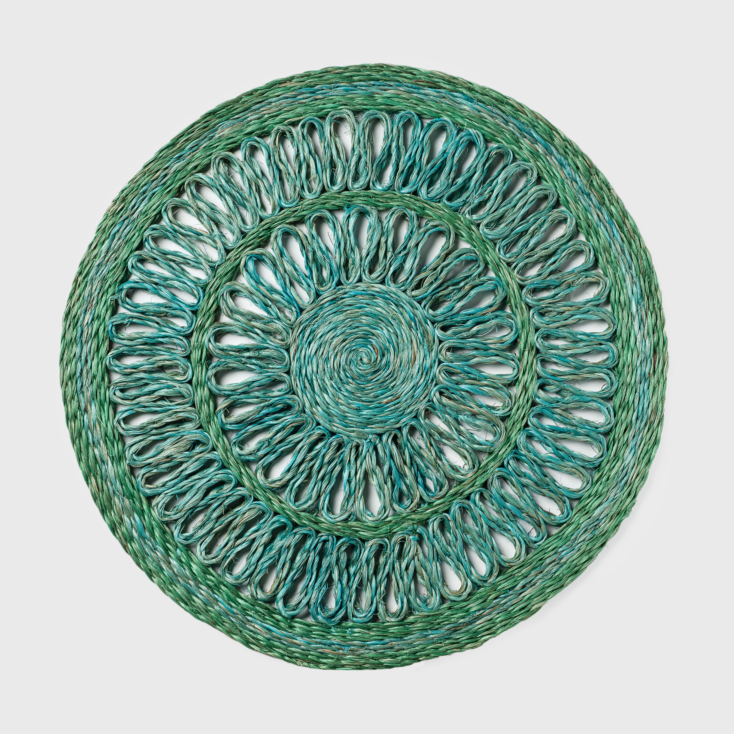 Loopy straw placemats, emerald, set of four