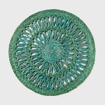 Loopy straw placemats, emerald, set of four