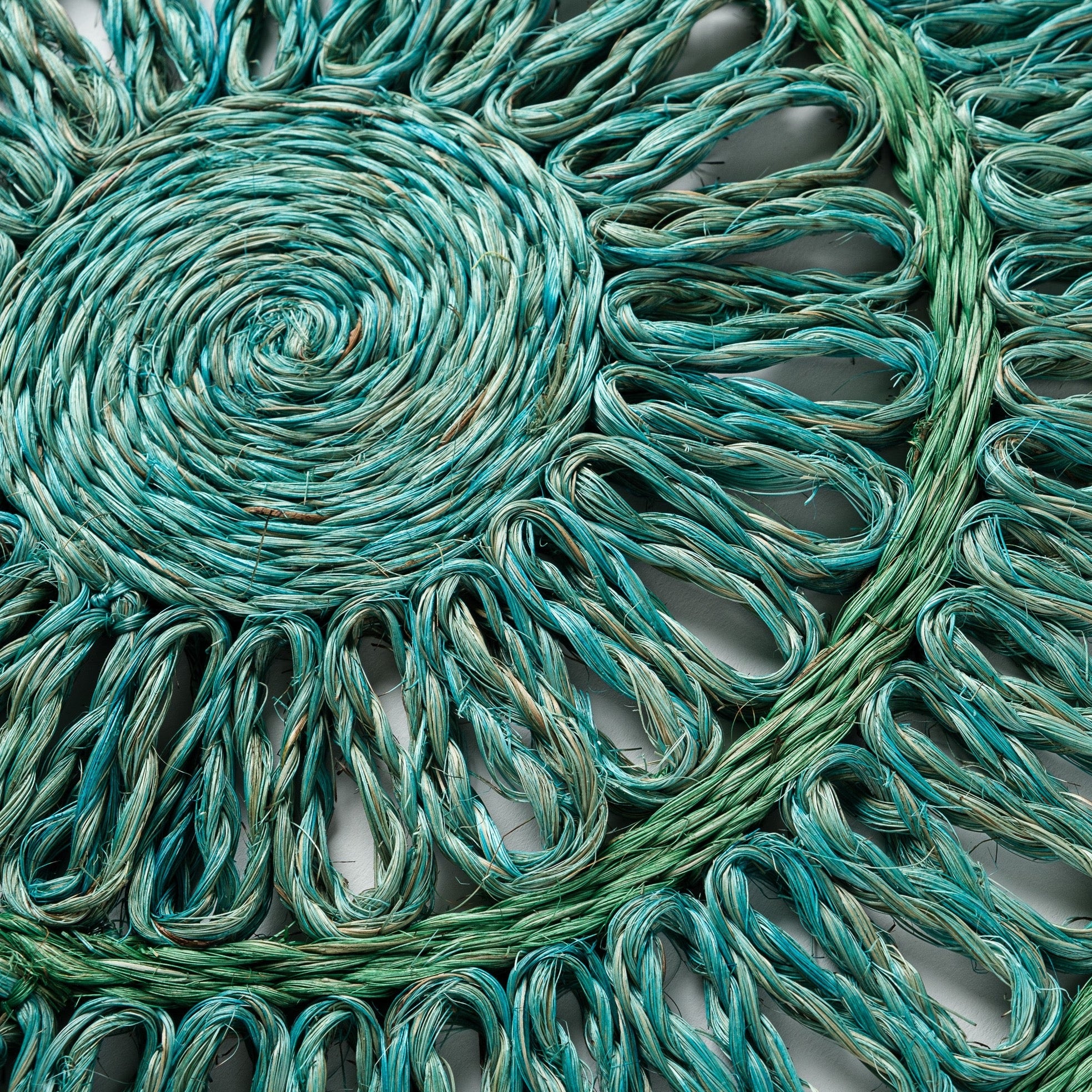 Loopy straw placemats, emerald, set of four