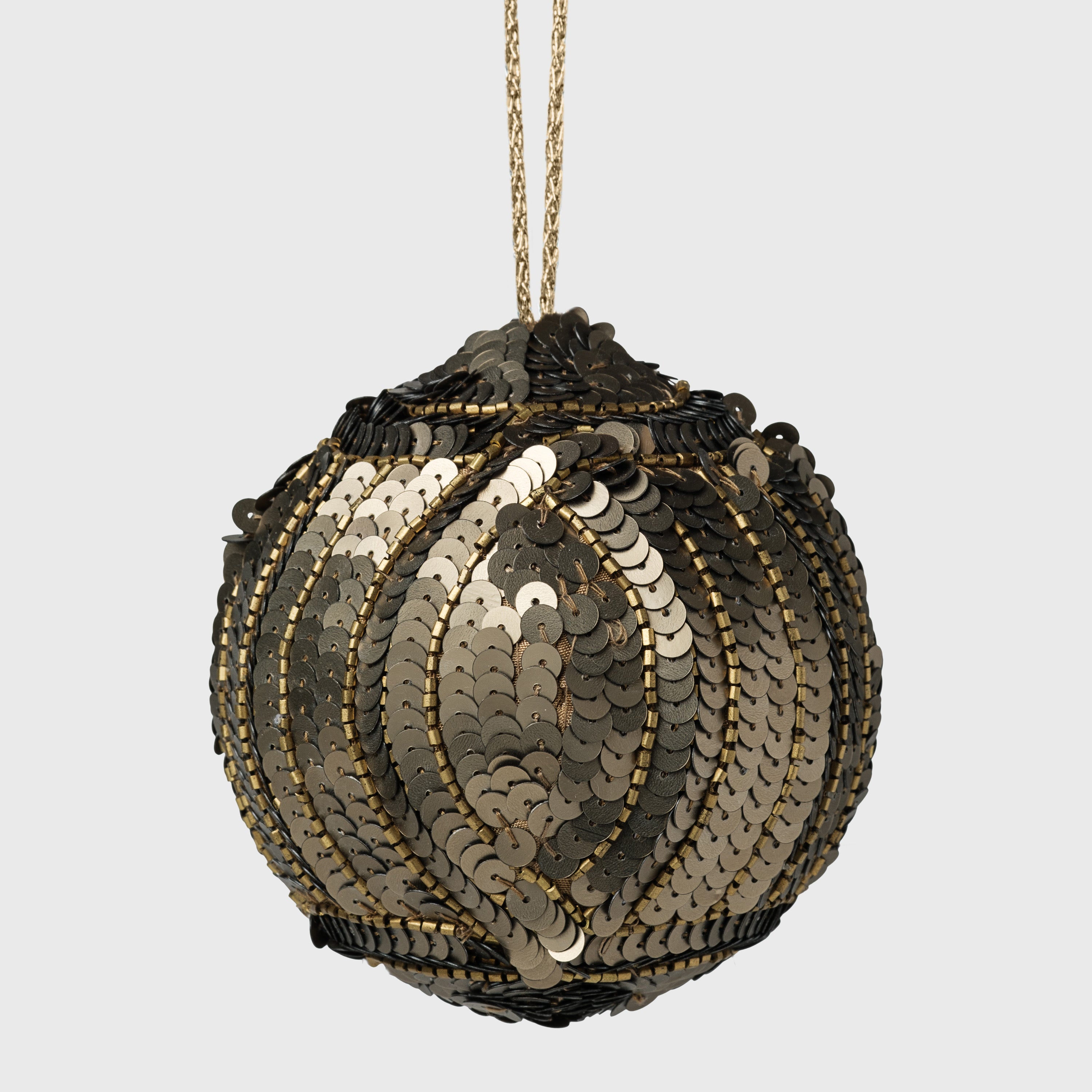 Cable sequin Christmas balls,  gold, set of three