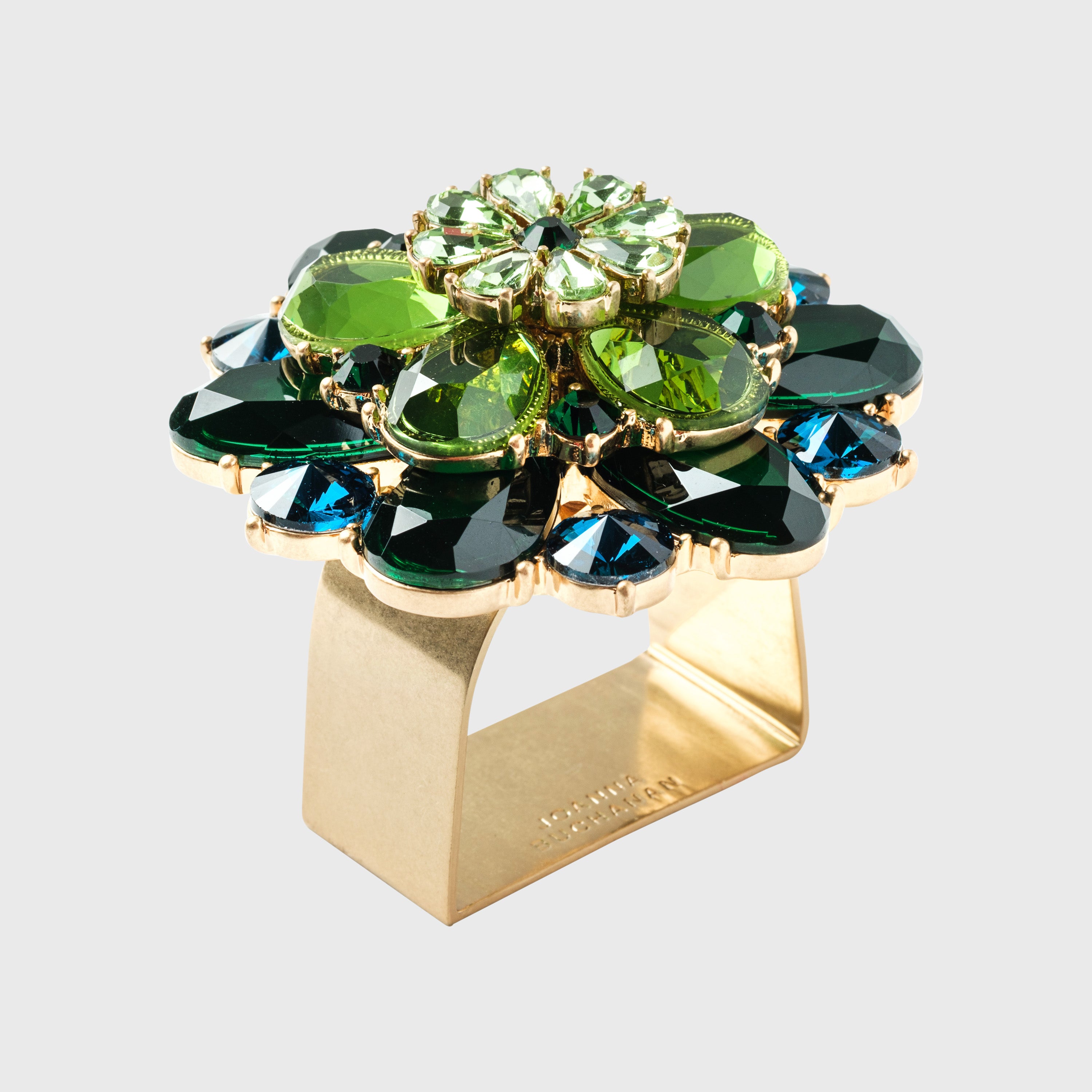 Candy flower napkin rings, emerald, set of four