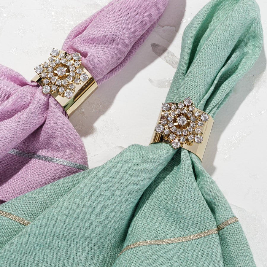 Snowflake napkin rings, gold, set of two