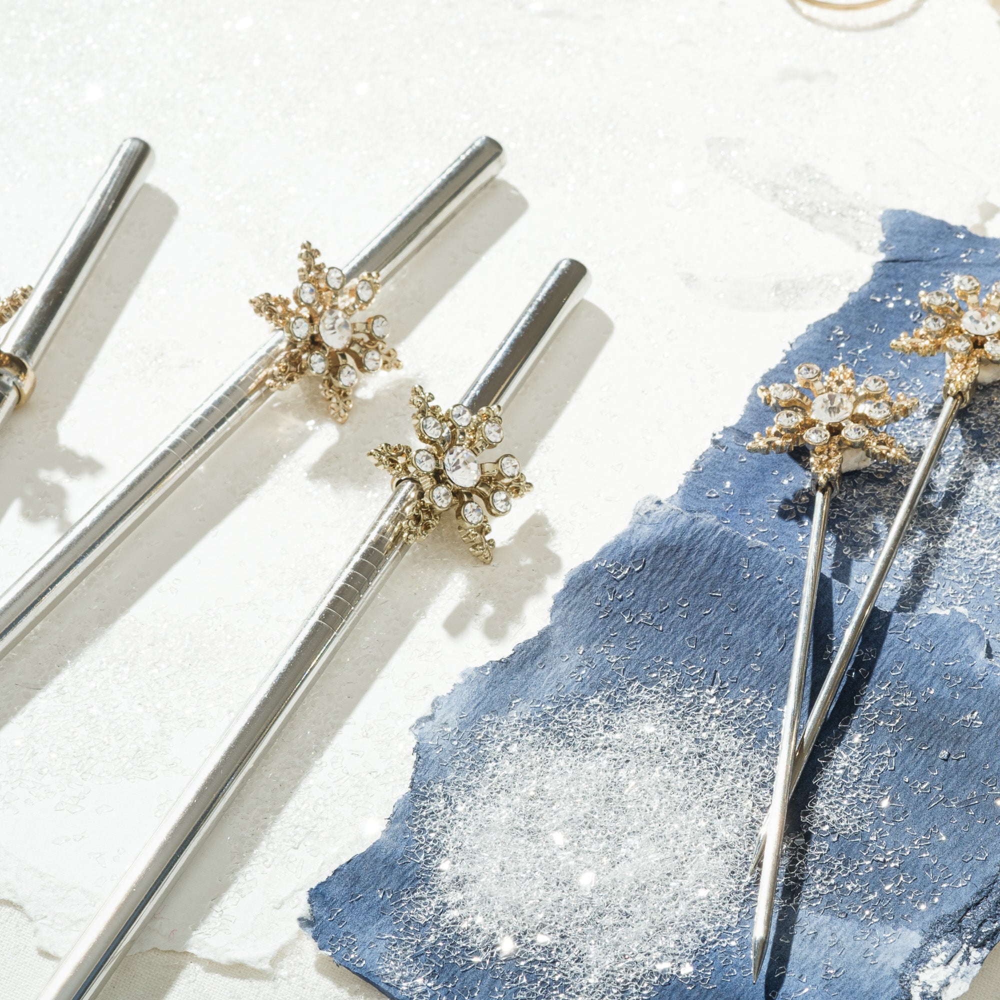 Snowflake metal cocktail straws