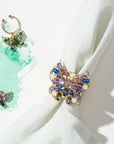 Jeweled butterfly napkin rings, blue, set of two