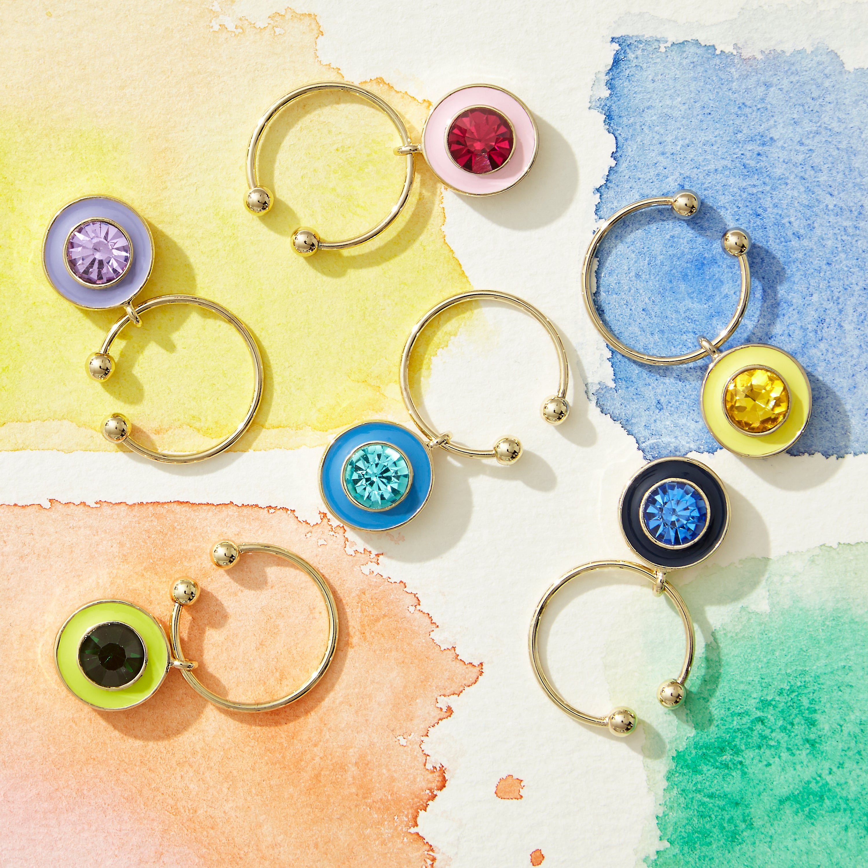 Enamel gem wine charms