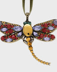 Dragonfly hanging ornament, ruby and amethyst