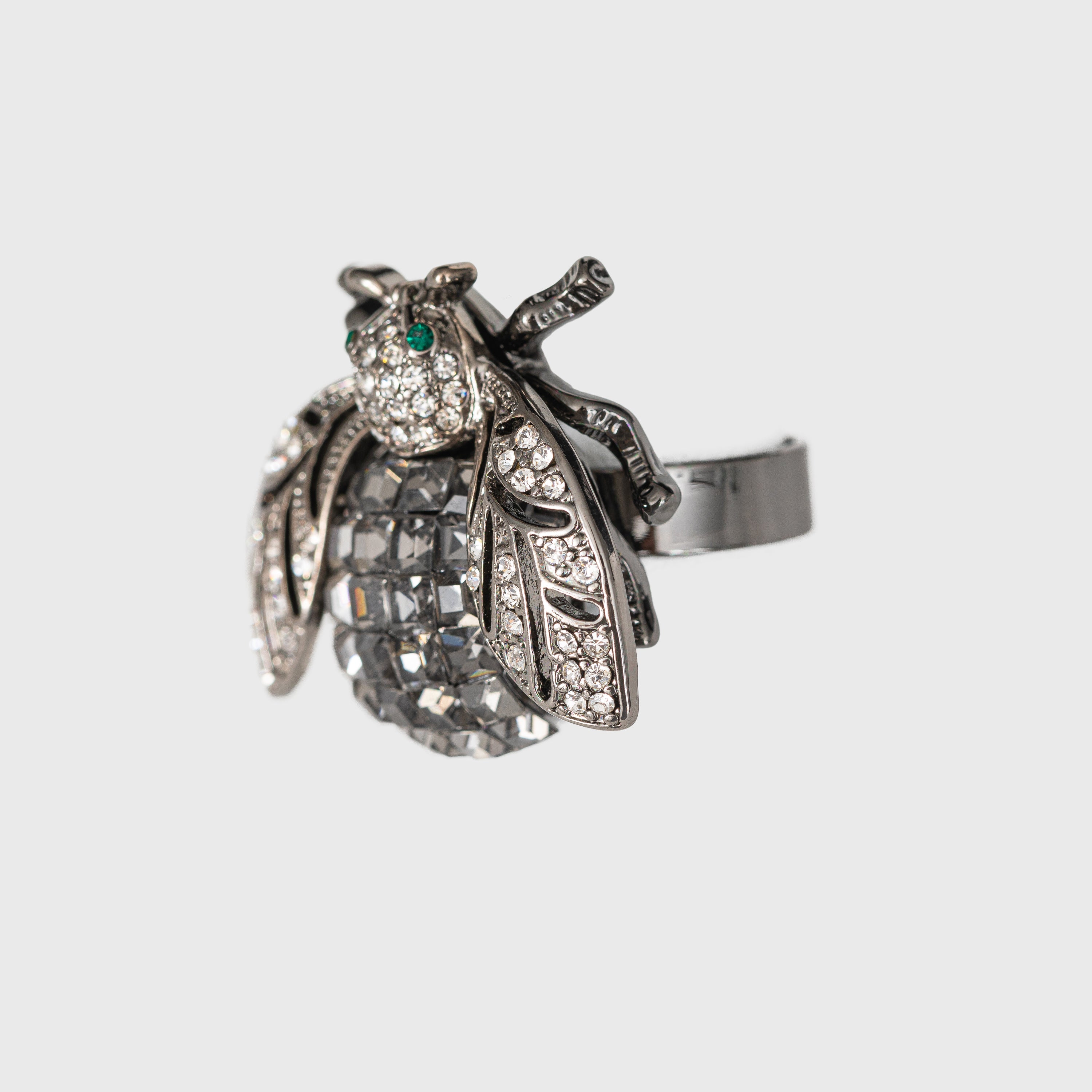 Sparkle bee cocktail ring, hematite