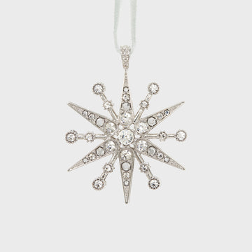 Deco snowflake hanging ornament, crystal