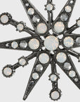 Deco snowflake hanging ornament, hematite and opal