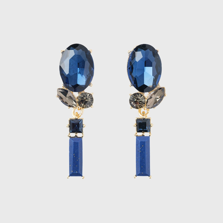 Rosebud earrings, lapis lazuli