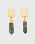Modern quartz earrings, labradorite
