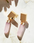 Modern quartz earrings, rose quartz