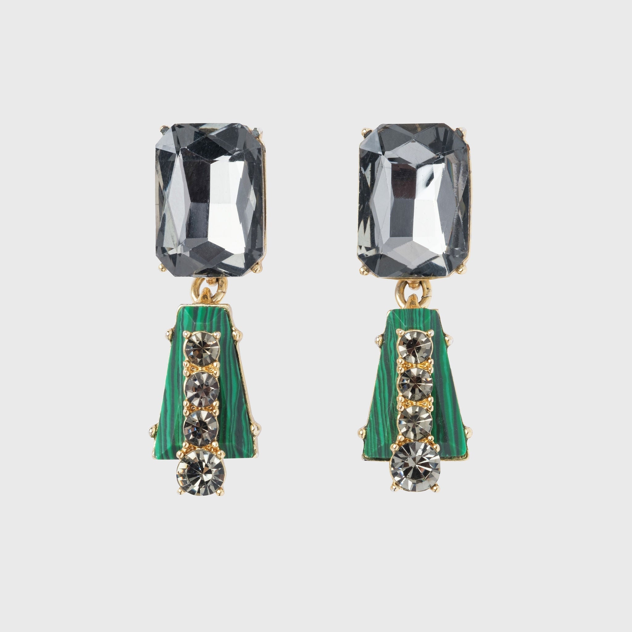 Deco earrings, emerald