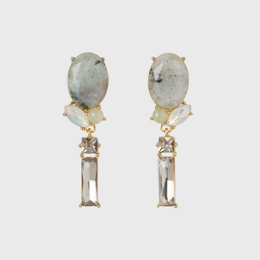 Rosebud earrings, labradorite