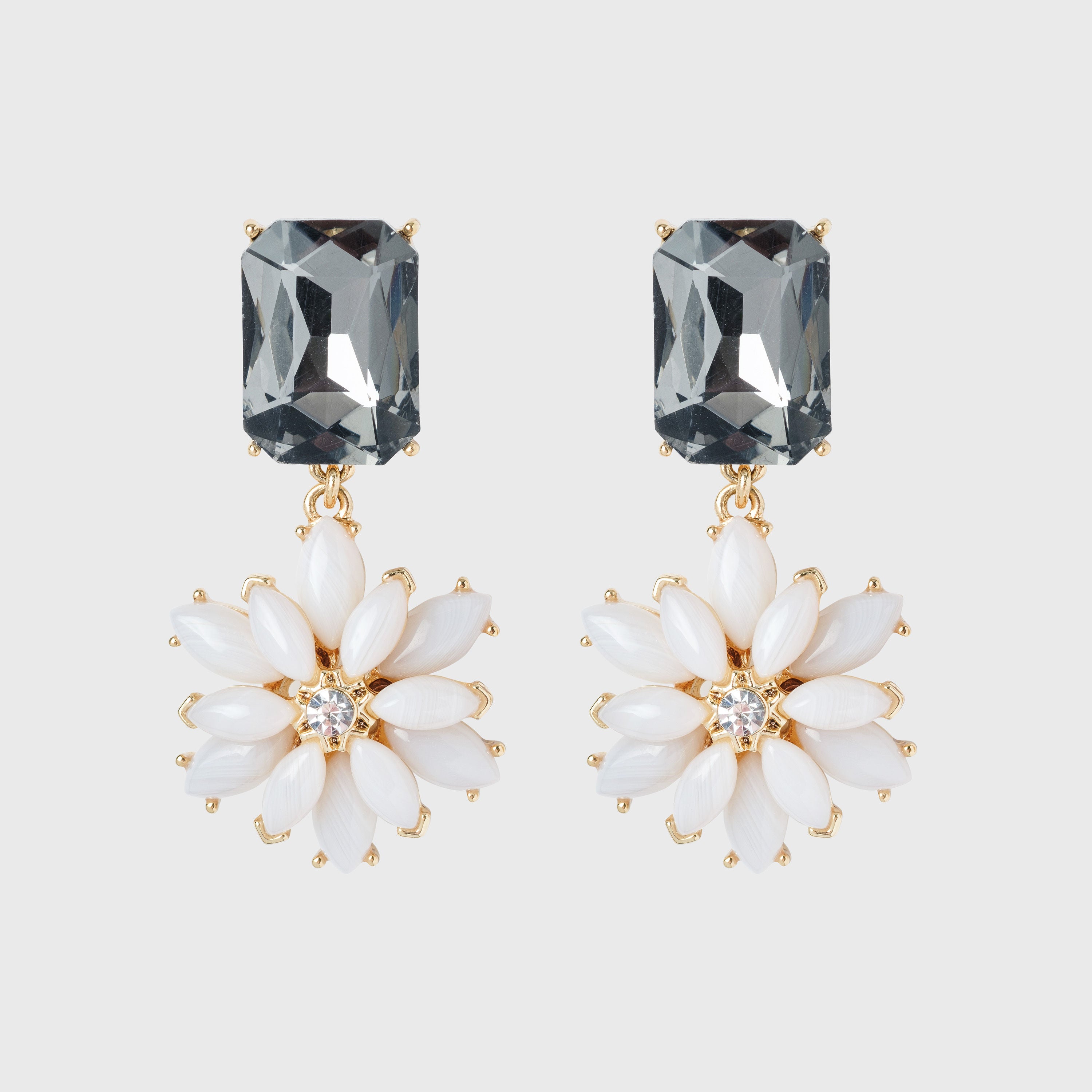 Graphic daisy earrings, grey