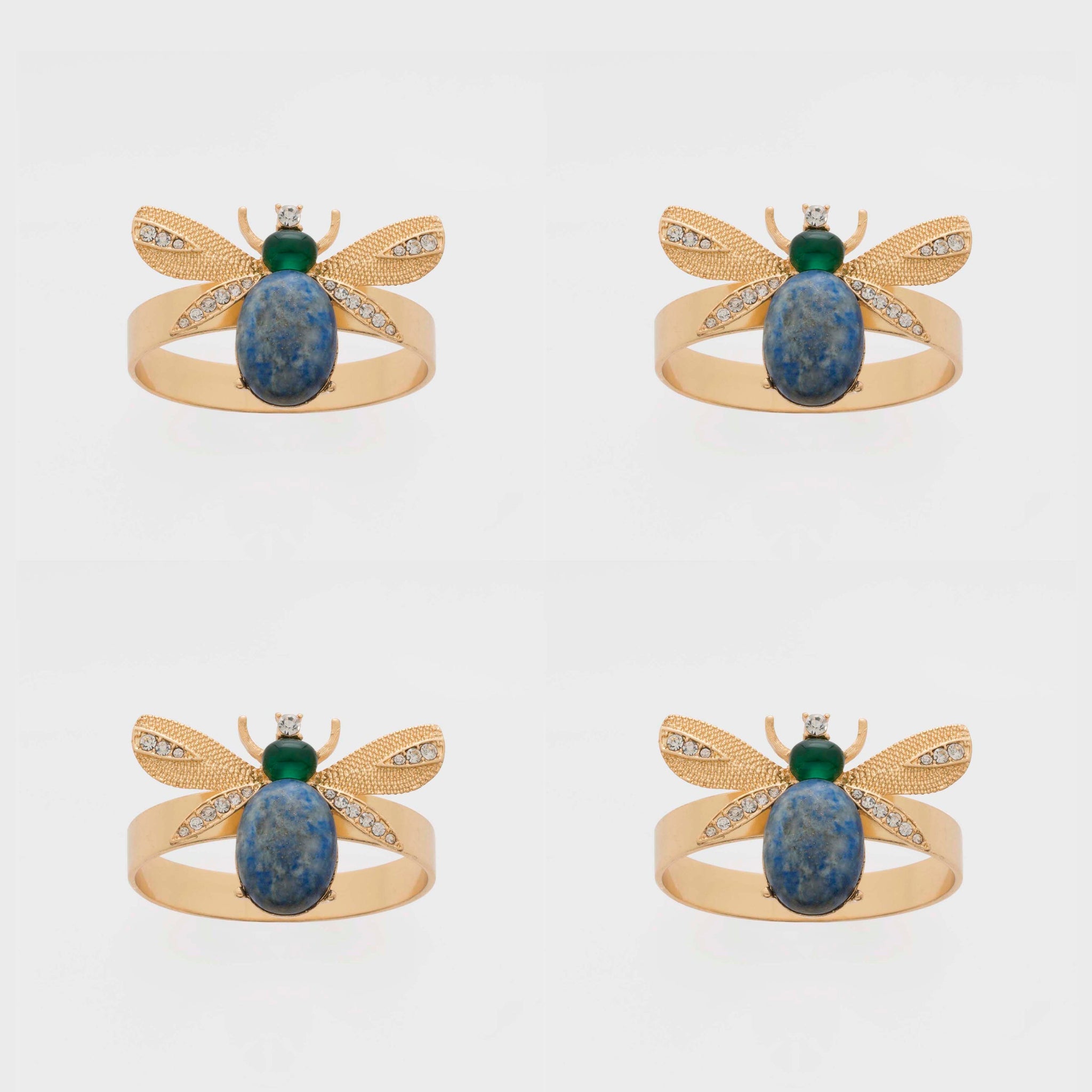 Etched Wing Bug Skinny Napkin Rings | Lapis Lazuli Napkin Rings ...