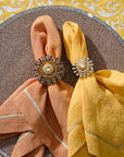 Jewel flower napkin rings, amber, set of four