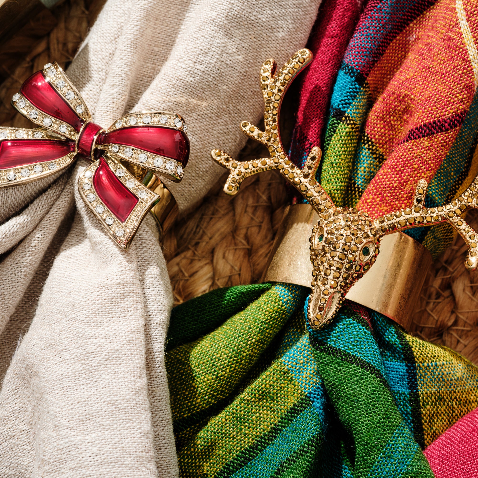 Antler napkin rings, gold, set of four