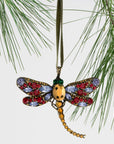 Dragonfly hanging ornament, ruby and amethyst