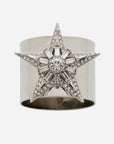 Baguette star napkin rings, silver, set of two