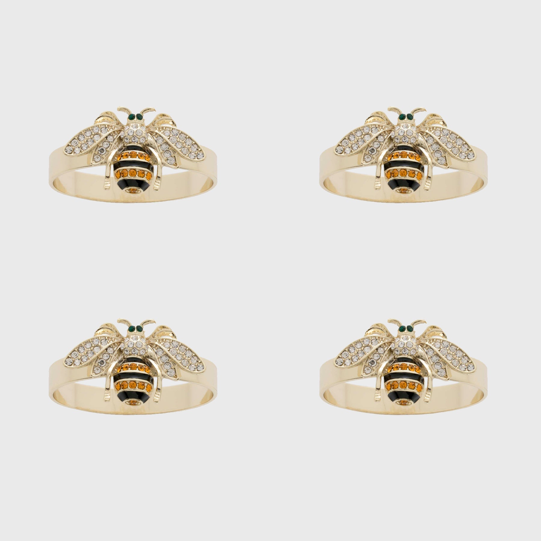 Skinny stripey bee napkin rings, set of four