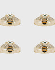 Skinny stripey bee napkin rings, set of four