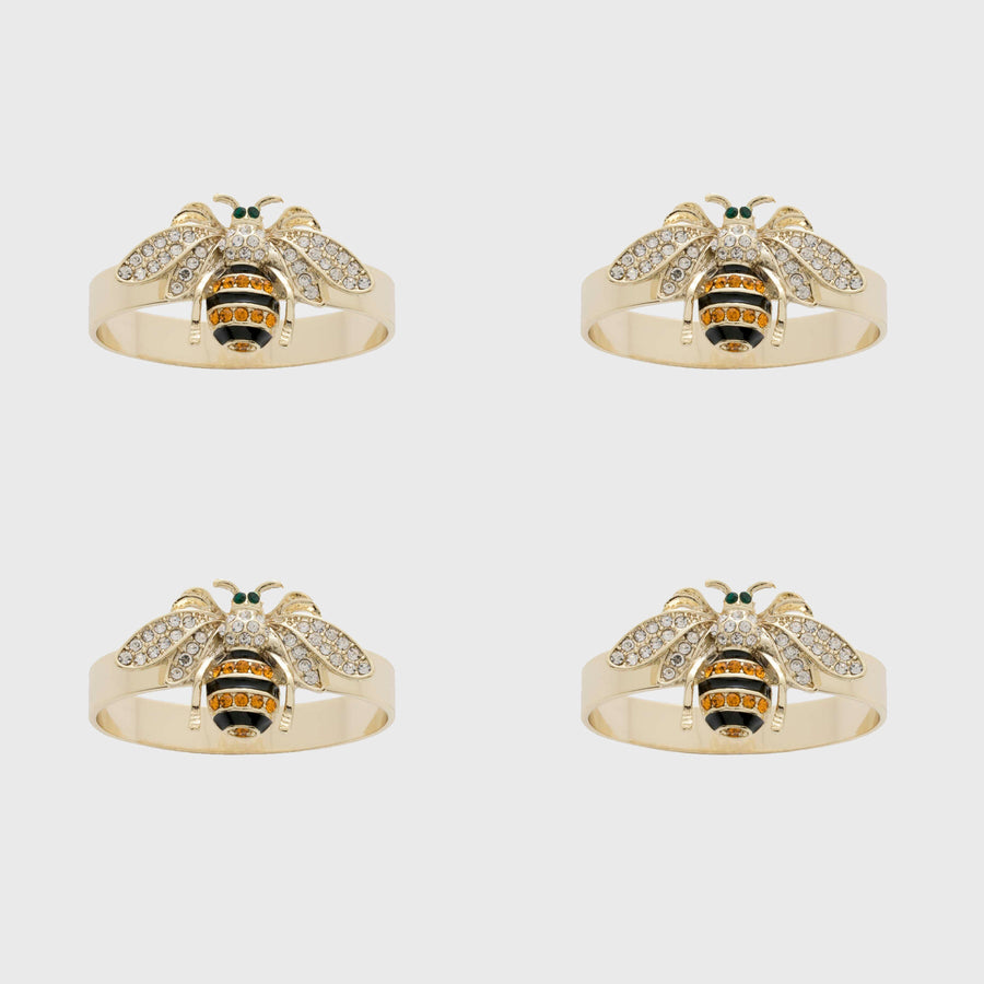 Skinny stripey bee napkin rings, set of four