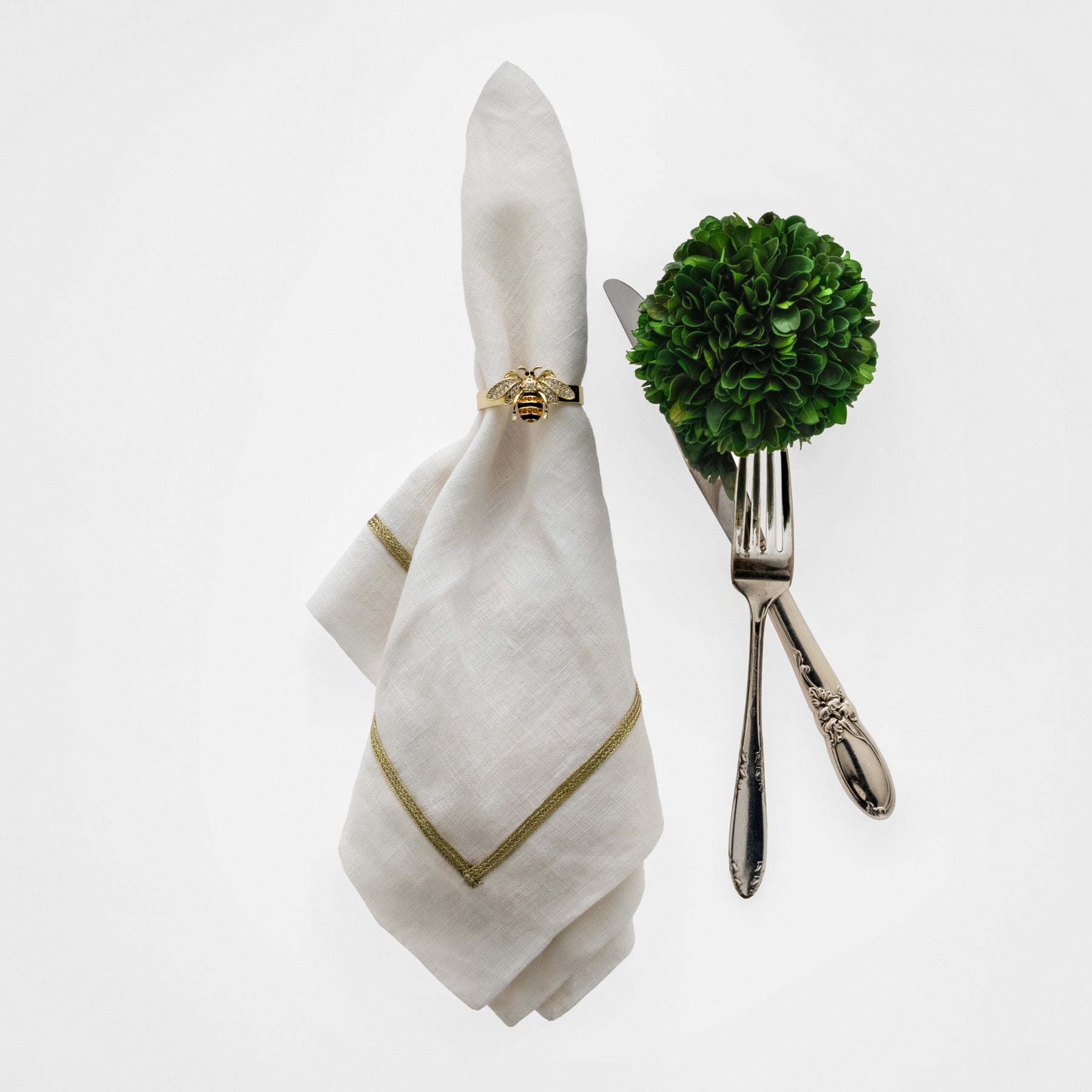 Skinny stripey bee napkin rings, set of four