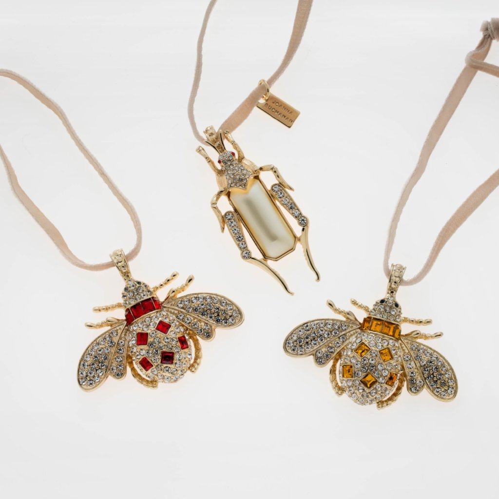Jeweled insect hanging ornaments, set of three