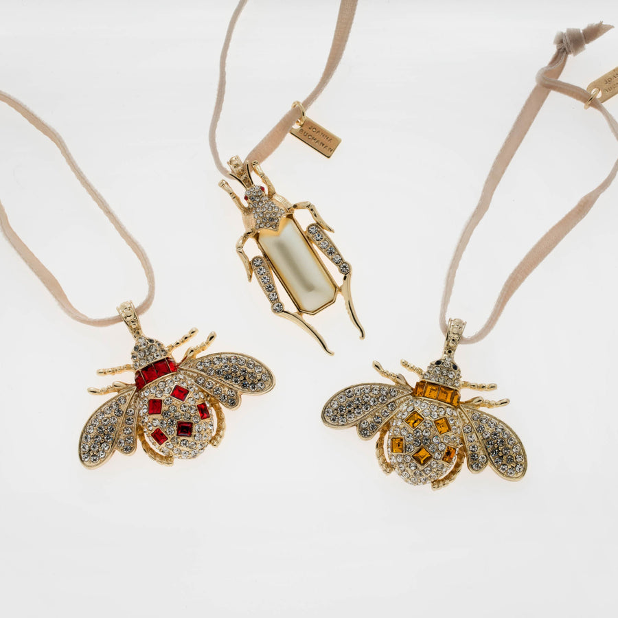 Jeweled insect hanging ornaments, set of three