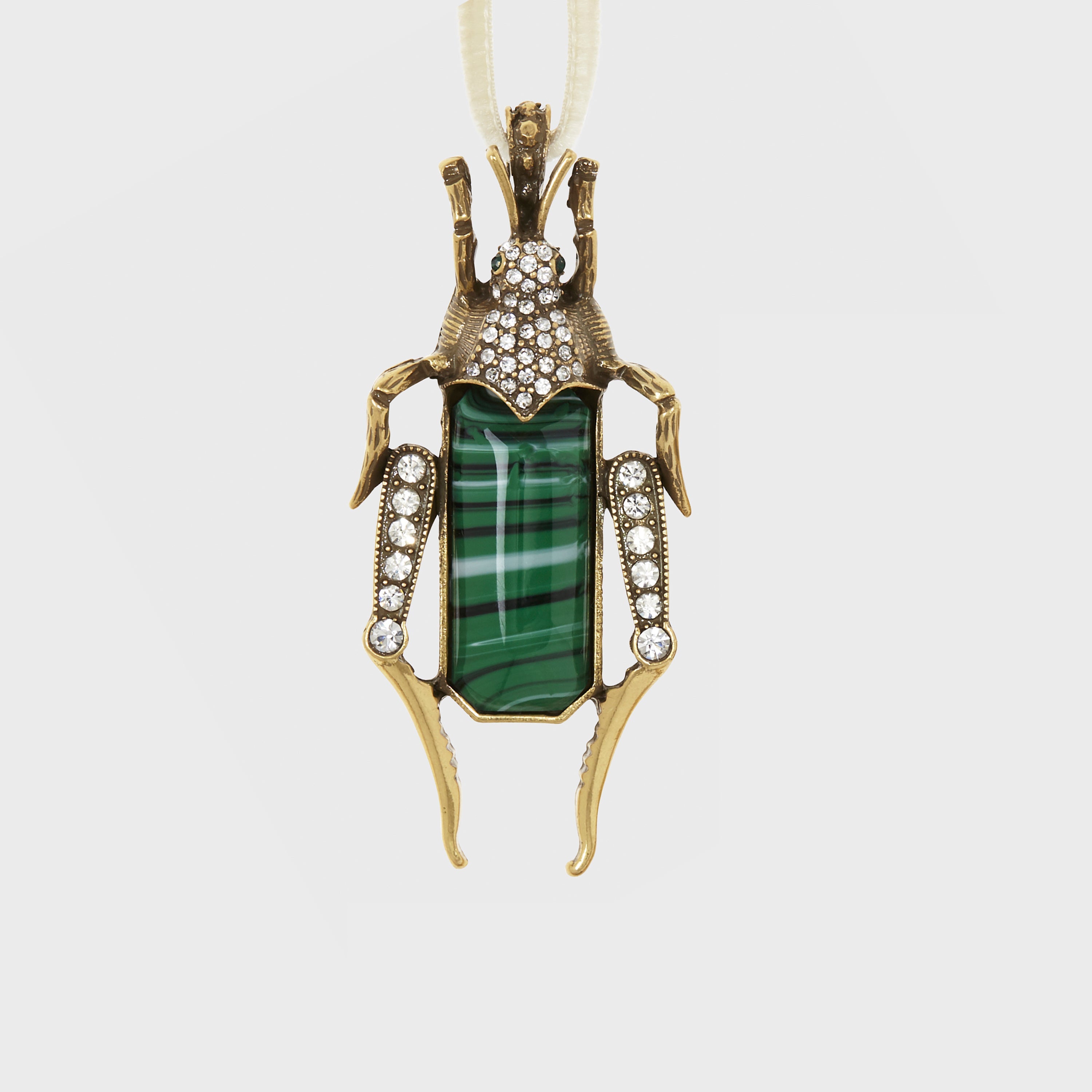Jeweled insect hanging ornaments, ruby and emerald