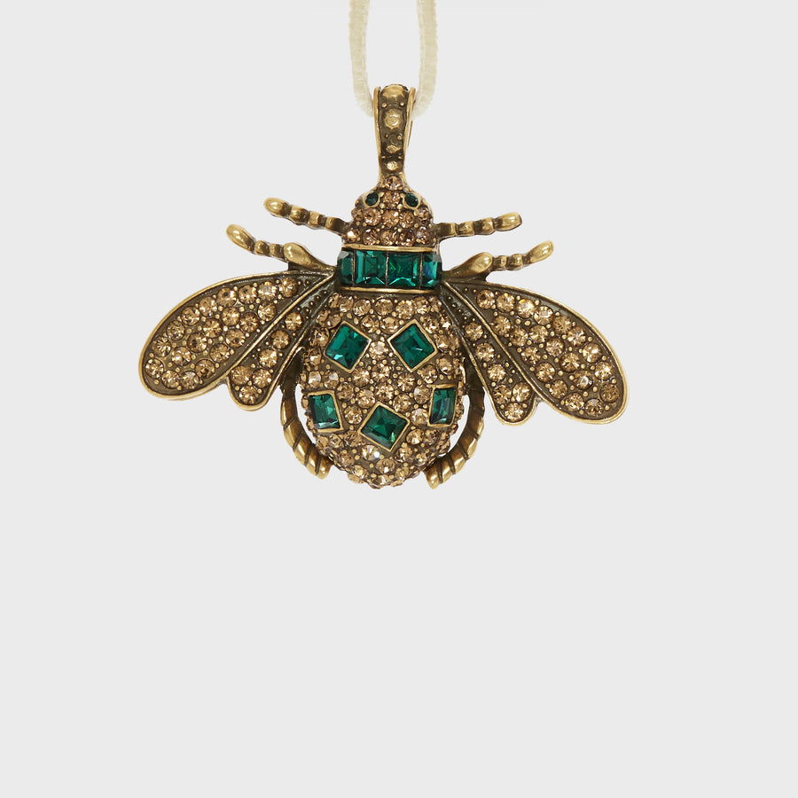 Jeweled insect hanging ornaments, ruby and emerald