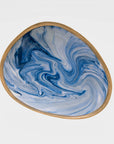 Marbleized porcelain ring dish, blue