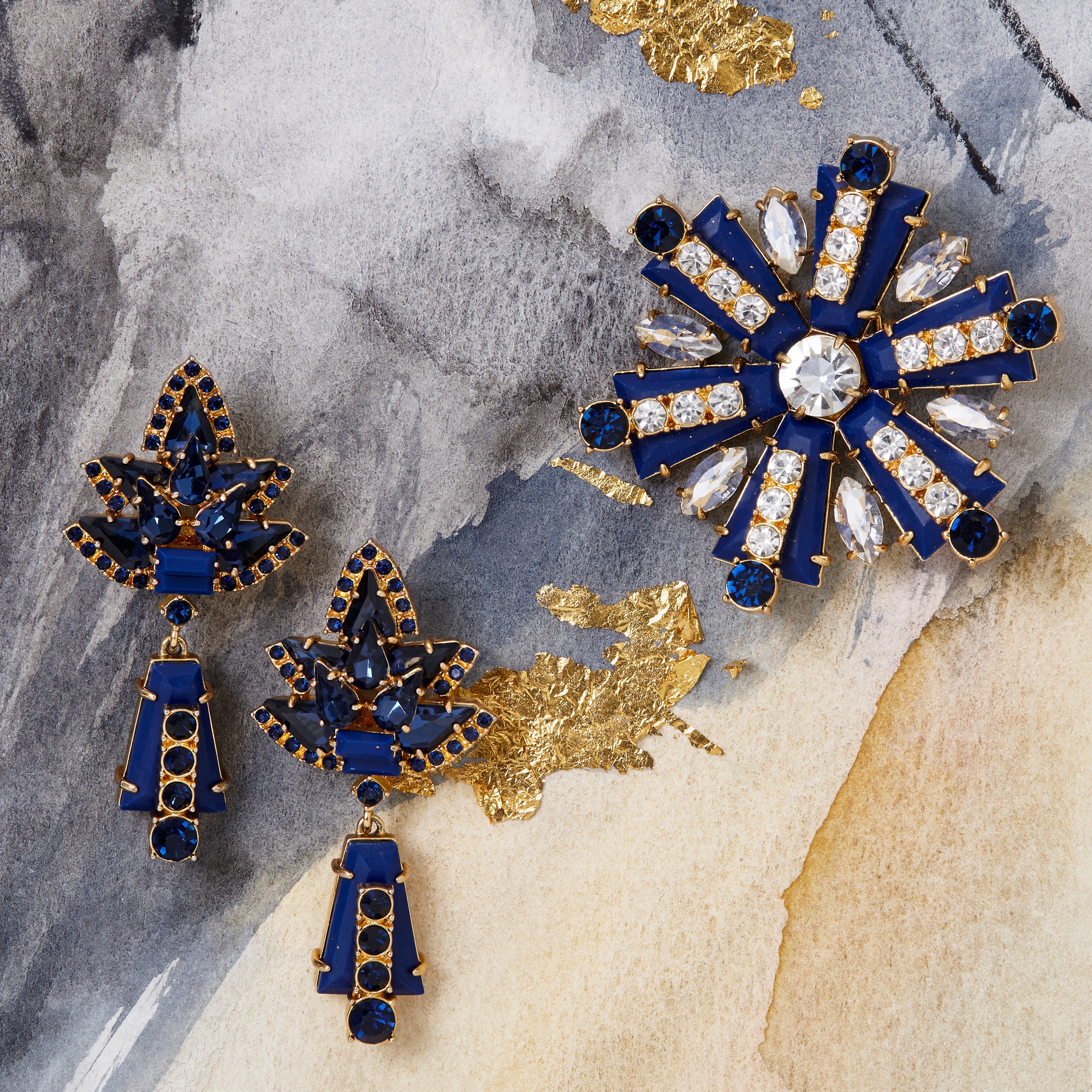 Starburst earrings, lapis lazuli