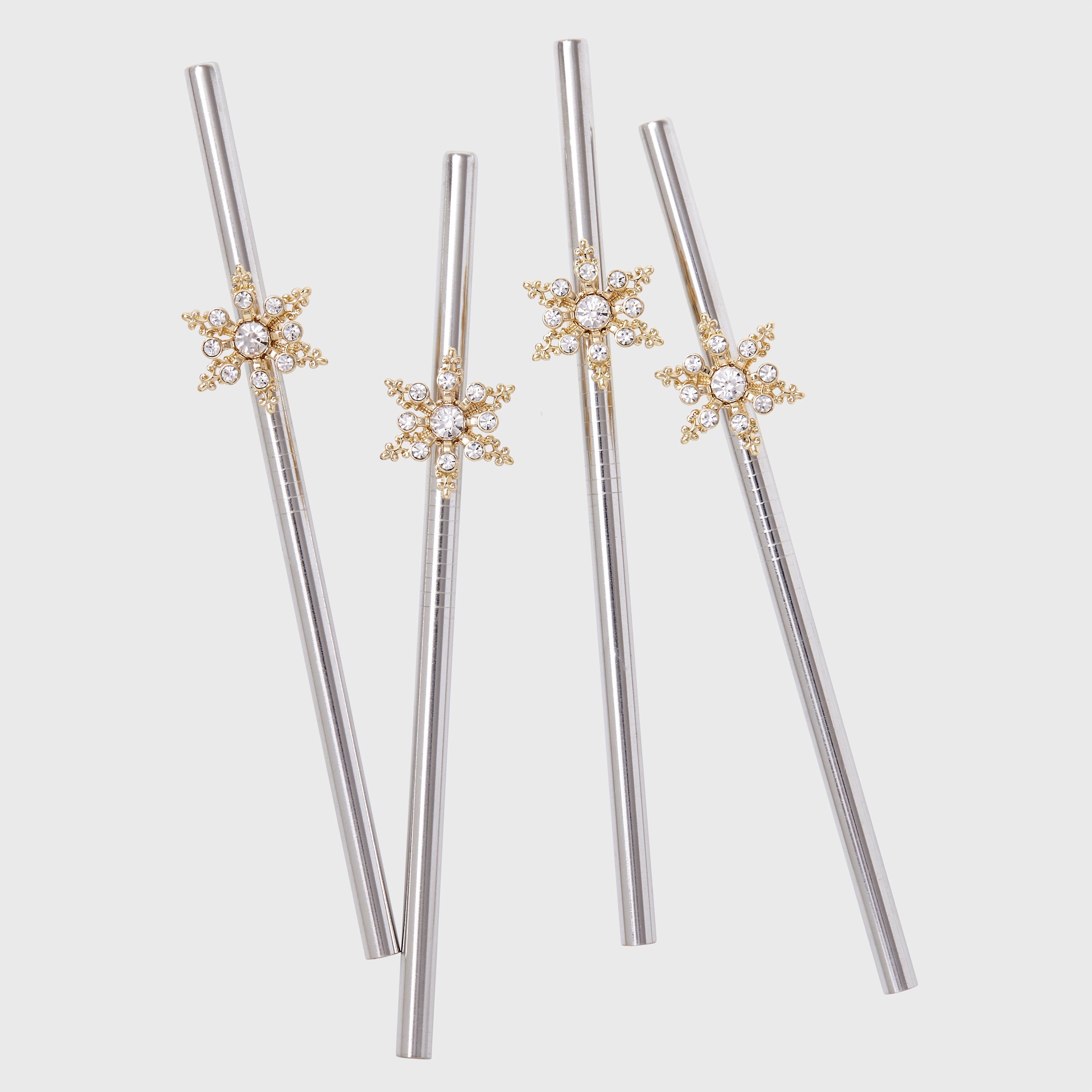 Snowflake metal cocktail straws