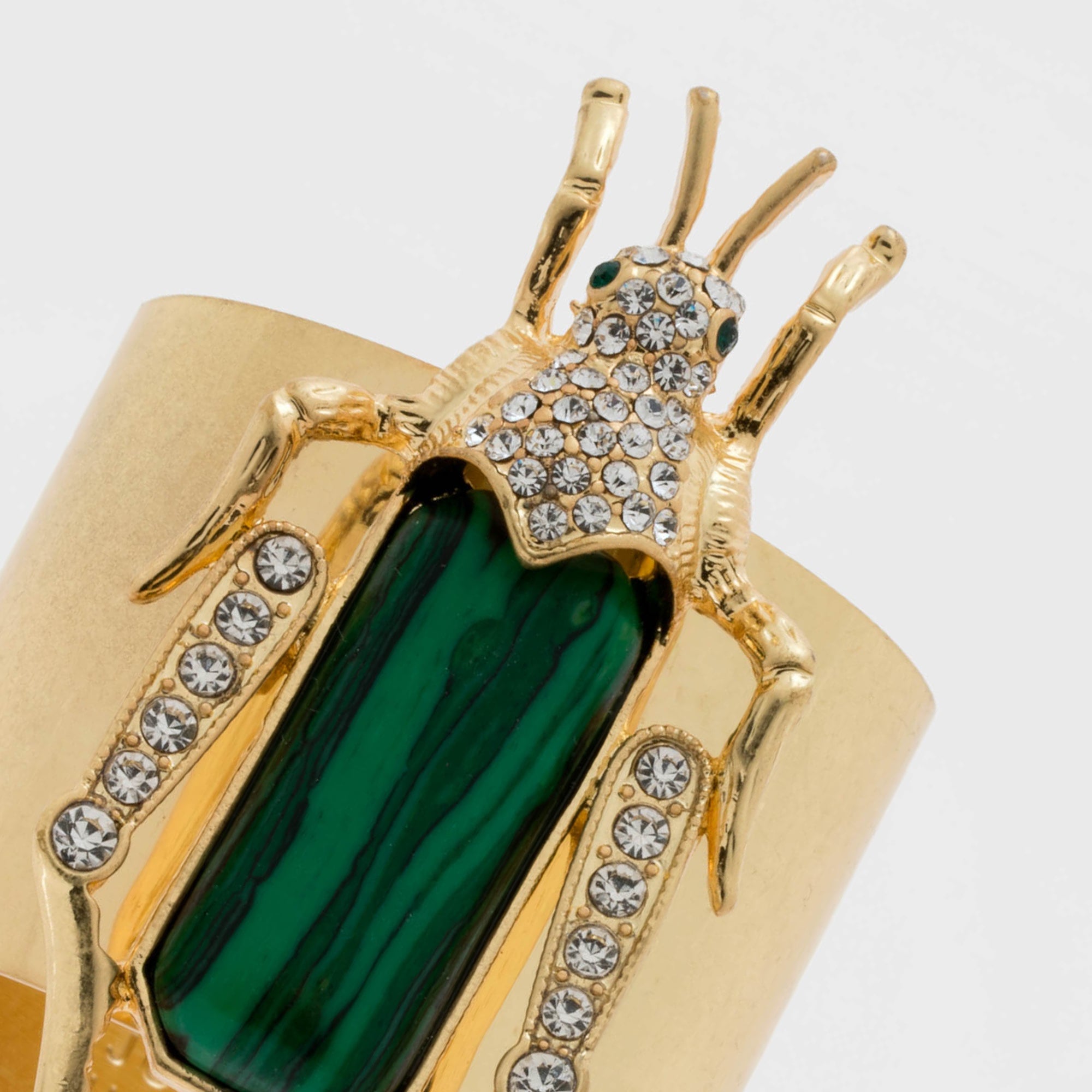 Grasshopper napkin rings, faux malachite, set of two