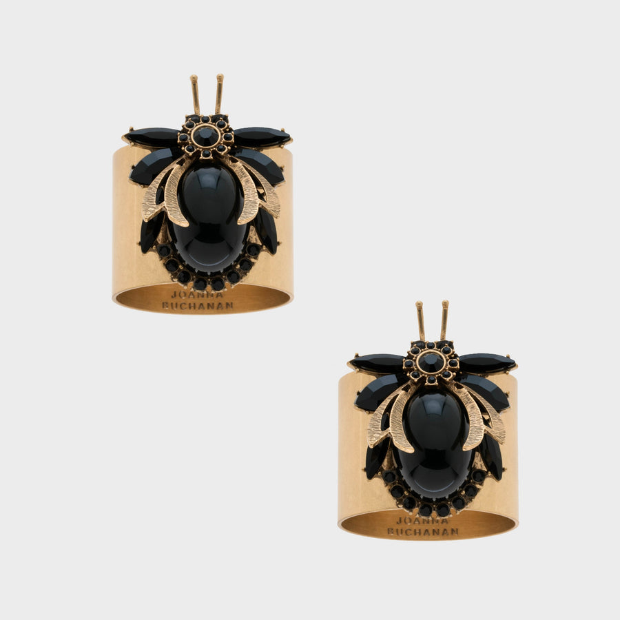 Vintage bug napkin rings, black, set of two