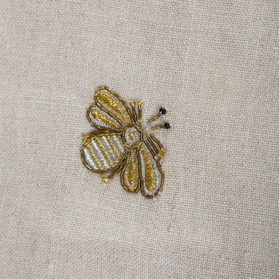 Embroidered golden bee table runner