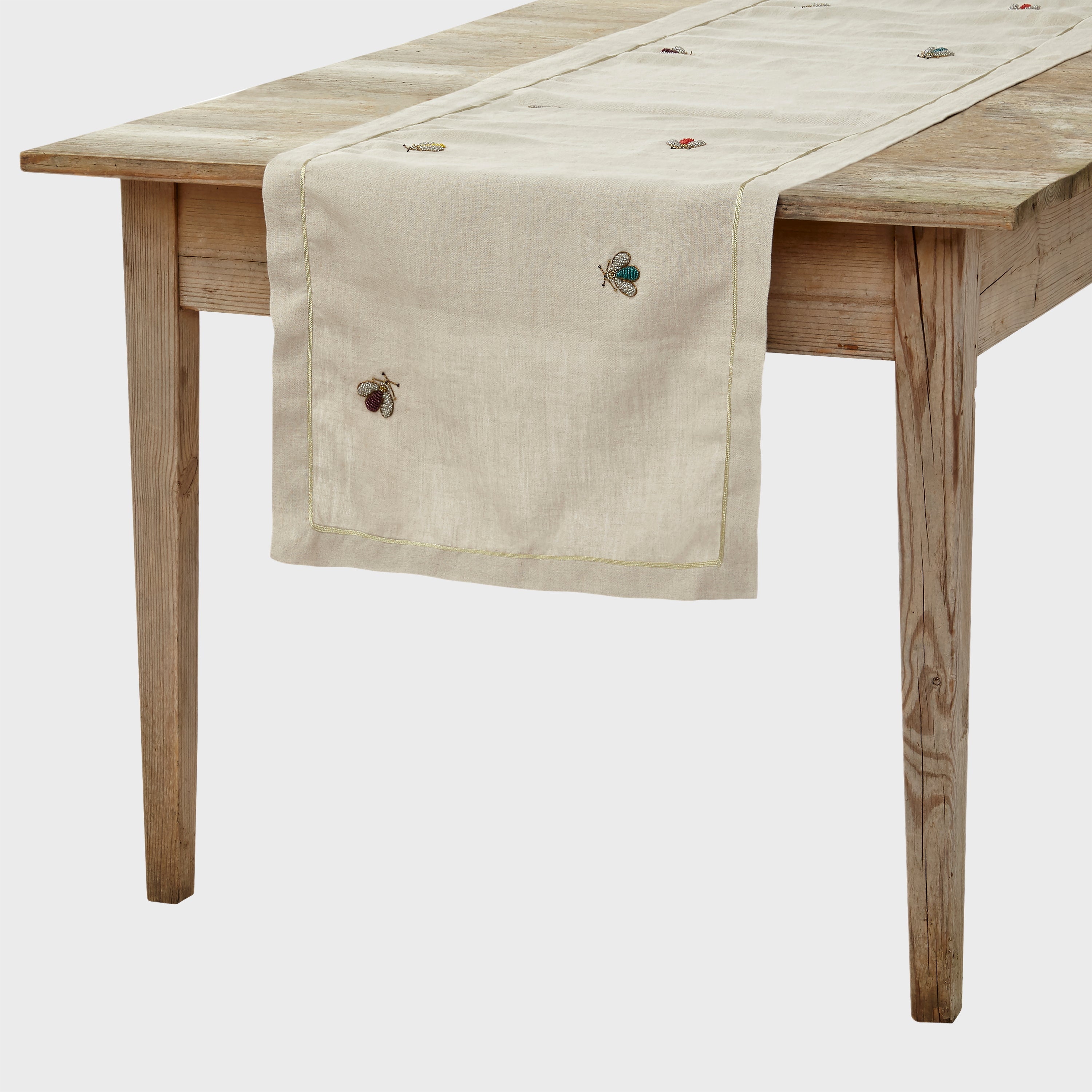 Embroidered sparkle bee table runner