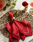 Animal pattern hand beaded placemat, gold