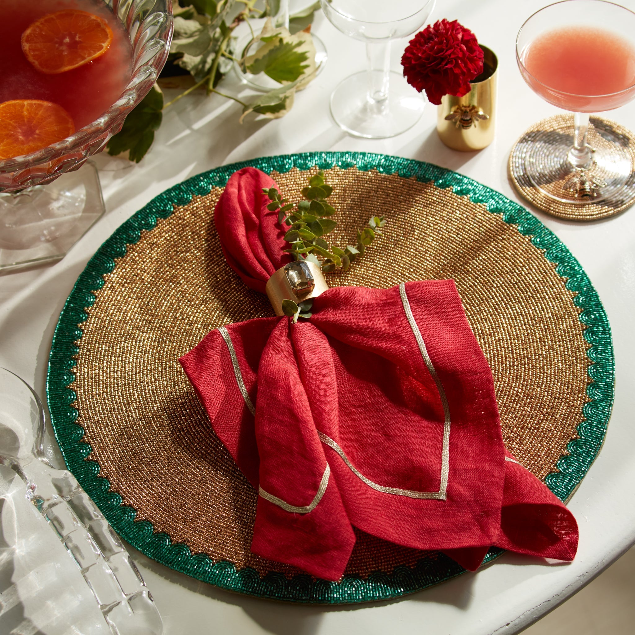 Single gem napkin rings, topaz, set of two