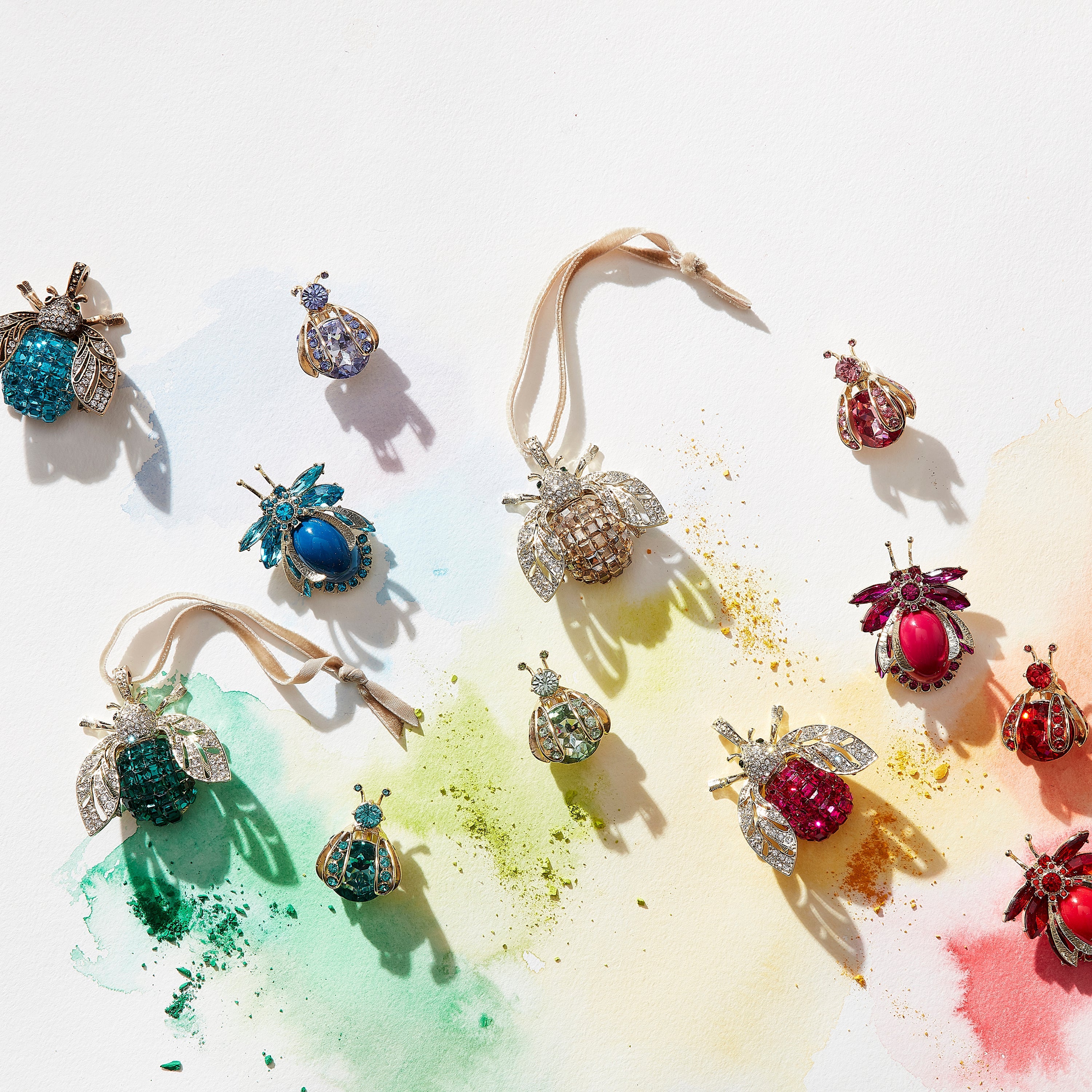 Sparkle bee hanging ornament, turquoise