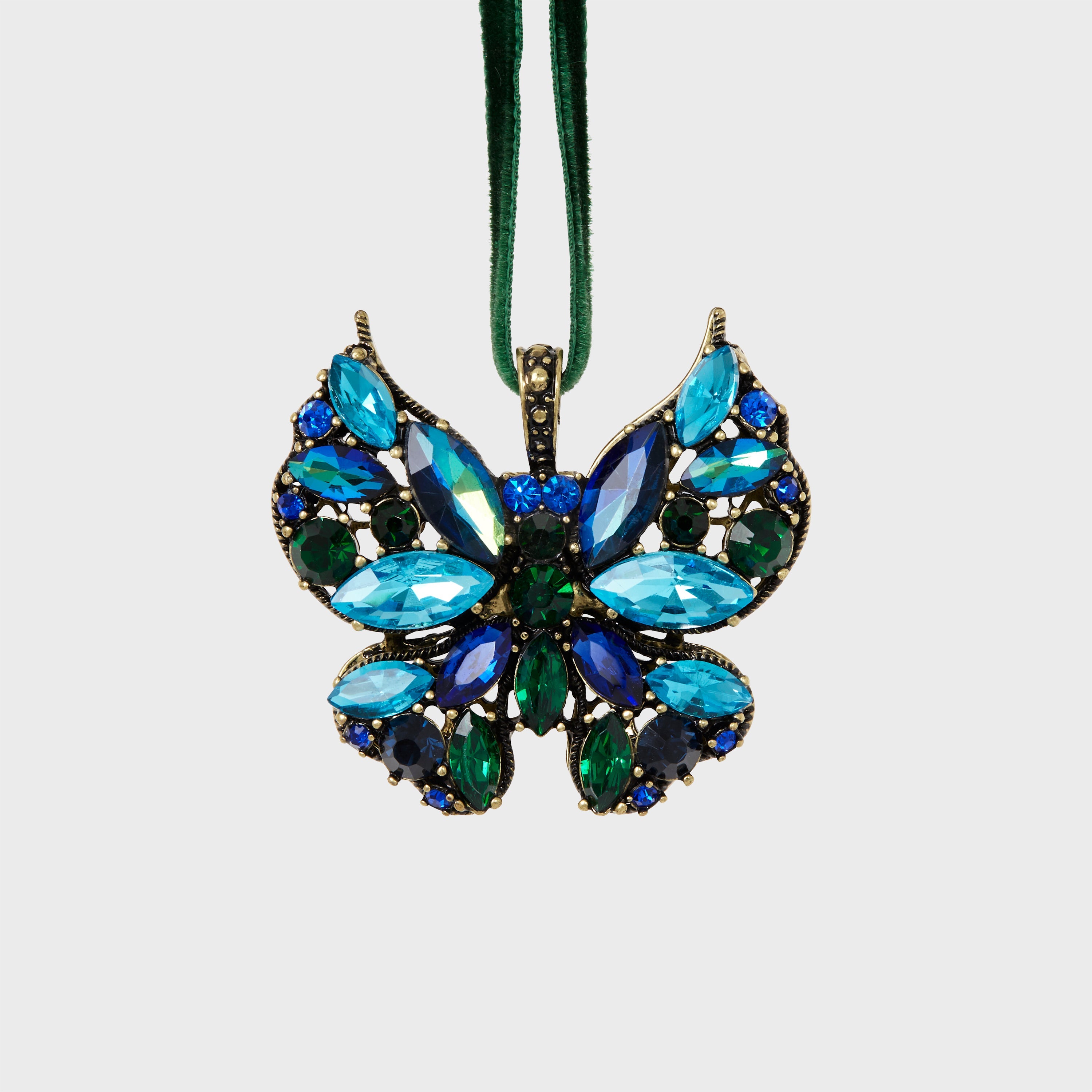 Mini butterfly ornament boxed set of two, sapphire